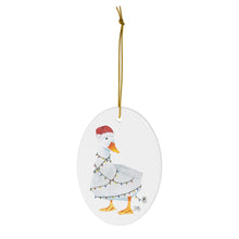 Load image into Gallery viewer, Ceramic Ornament - Christmas Lights Duck