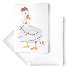 Load image into Gallery viewer, Christmas Lights Duck Notecards