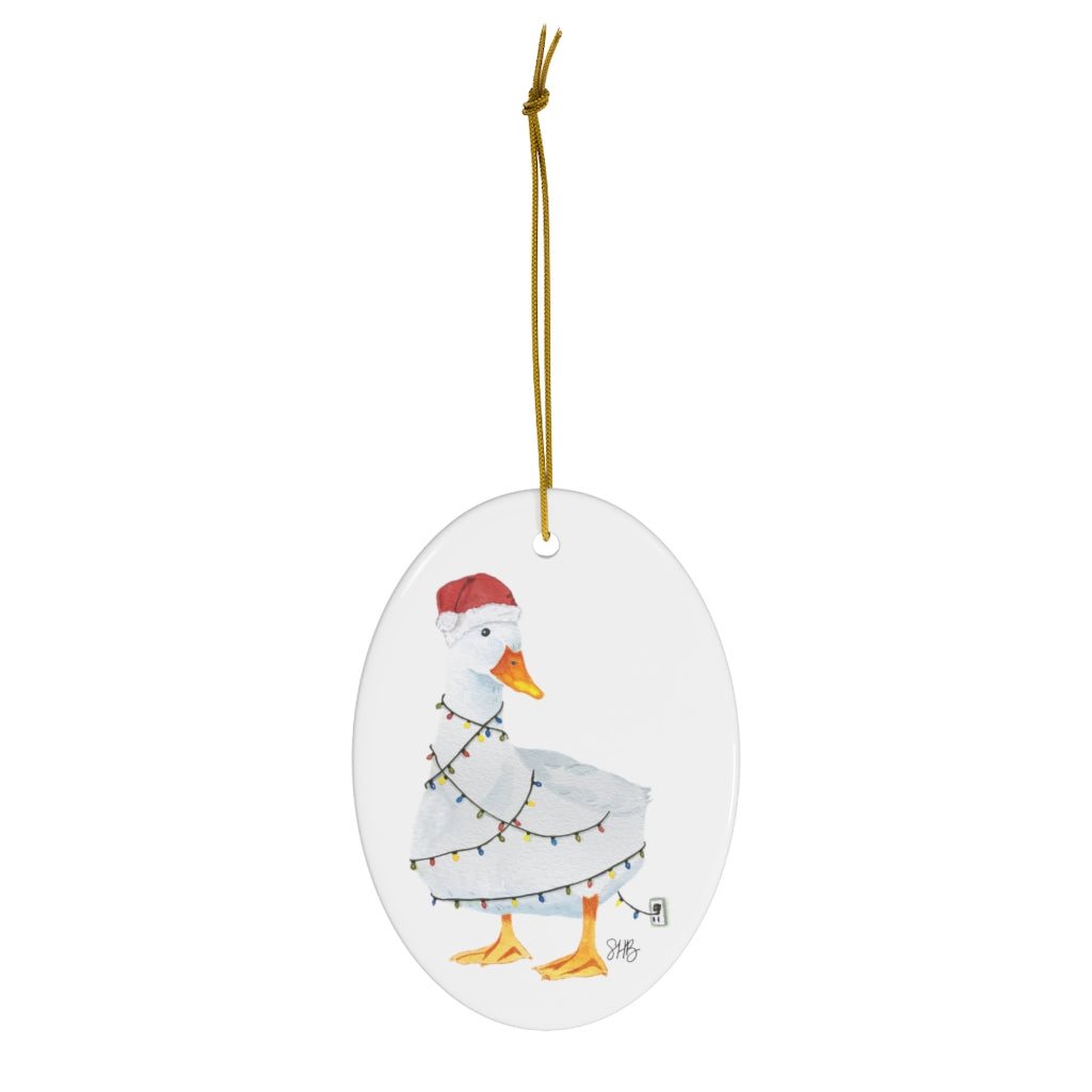 Ceramic Ornament - Christmas Lights Duck