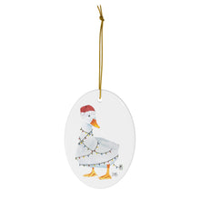 Load image into Gallery viewer, Ceramic Ornament - Christmas Lights Duck

